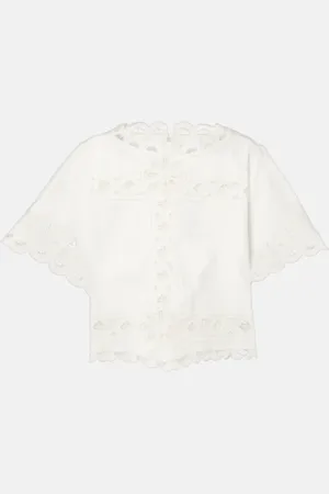 Isabel Marant Parissa embroidered cotton crop top