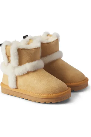 MONNALISA Faux shearling-trimmed suede ankle boots