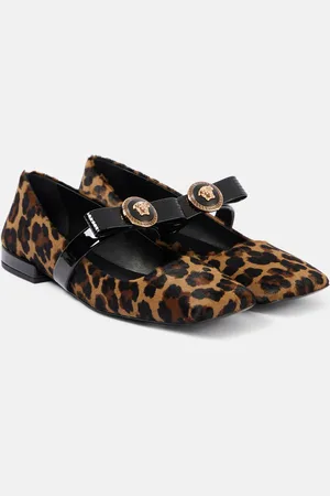 VERSACE Gianni Ribbon calf hair Mary Jane flats