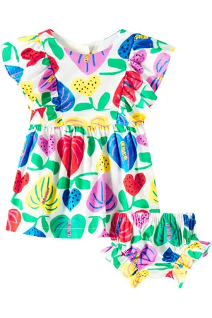 FÁBULA Baby printed cotton dress and bloomers set