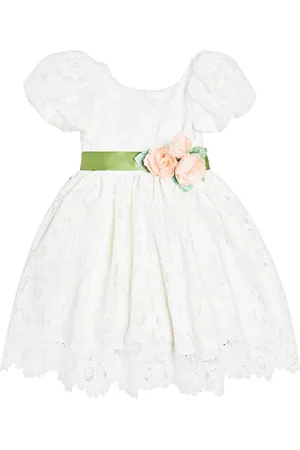 MONNALISA Veronica Pizzo puff-sleeve dress
