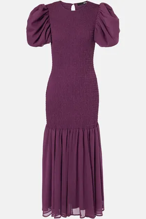 ROTATE Shirred chiffon maxi dress