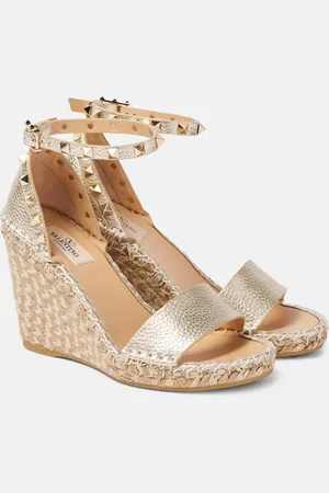 VALENTINO GARAVANI Rockstud Double 105 leather espadrille wedges