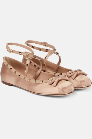VALENTINO GARAVANI Rockstud satin ballet flats