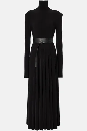 Norma Kamali Belted turtleneck midi dress