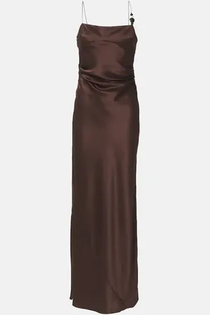 SIR Lush beaded silk satin slip dress