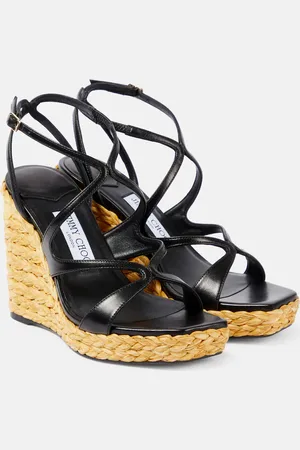 Jimmy Choo Ayla 110 leather espadrille wedges