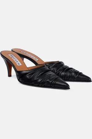 Alexander McQueen Birdee 70 ruched faux leather mules