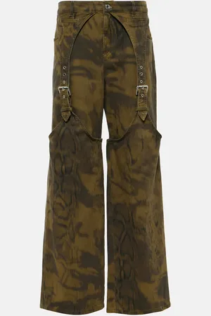 BLUMARINE Printed denim wide-leg pants