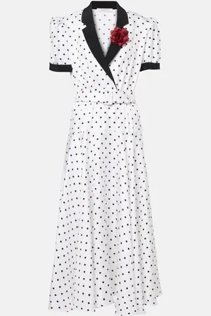 RODARTE Polka Dot silk twill midi dress