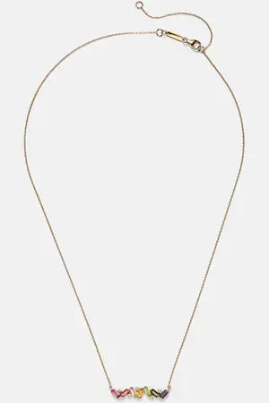 Suzanne Kalan Frenesia Rainbow Bar 14kt gold necklace