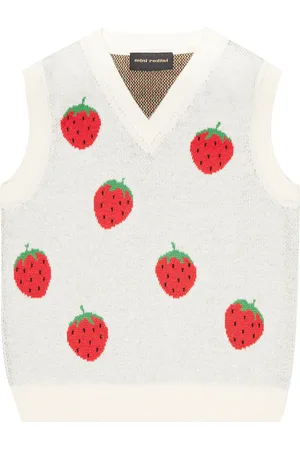 Mini Rodini Strawberry jacquard cotton sweater vest