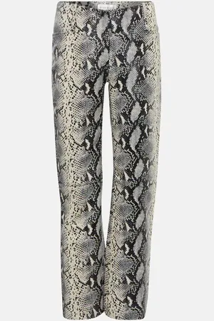 Victoria Beckham Snake-print straight leather pants