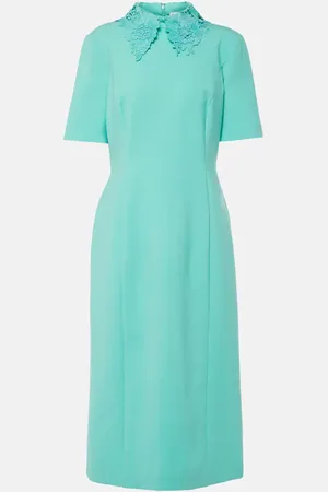 Oscar de la Renta Lace-trimmed wool-blend midi dress