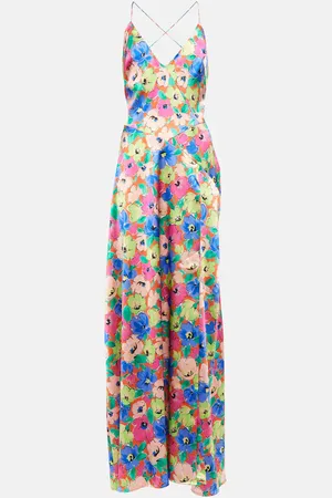 ROTATE Printed V-neck maxi dress