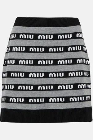 Miu Miu Logo jacquard wool miniskirt