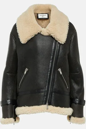 Saint Laurent Shearling-trimmed leather jacket