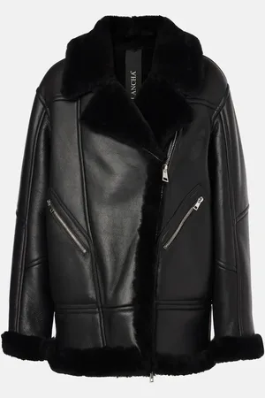 Blancha Shearling-trimmed leather jacket