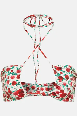MAGDA BUTRYM Floral-printed halterneck bikini top