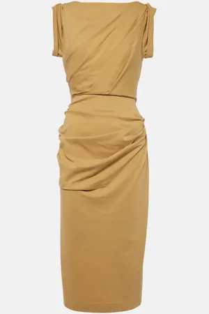 DRIES VAN NOTEN Gathered cotton jersey midi dress