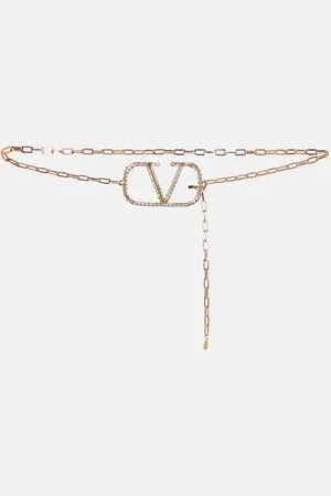 VALENTINO Vlogo crystal-embellished chain belt