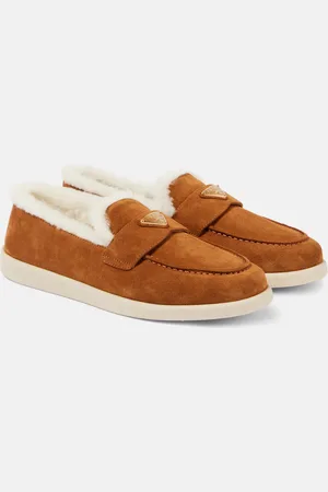 Prada Saint Tropez shearling-lined suede loafers