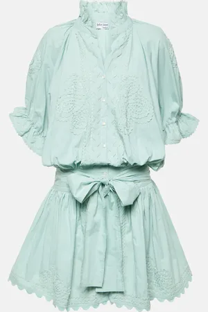 Juliet Dunn Embroidered cotton poplin shirt dress