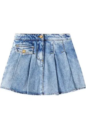 VERSACE Embroidered denim skirt