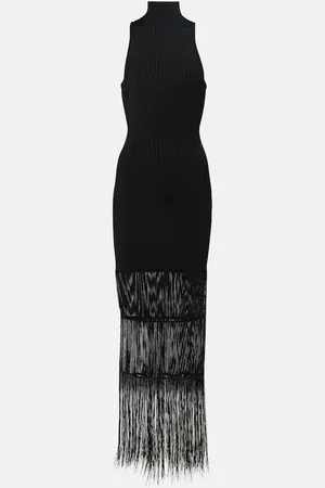 Khaite Zare fringed ribbed-knit maxi dress