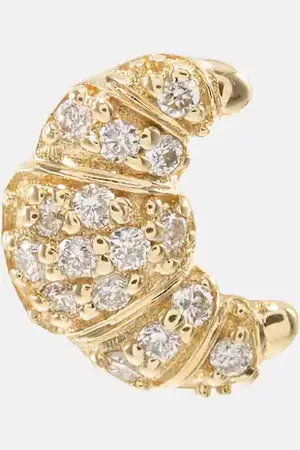 Sydney Evan Croissant Small 14kt single stud earring with diamonds
