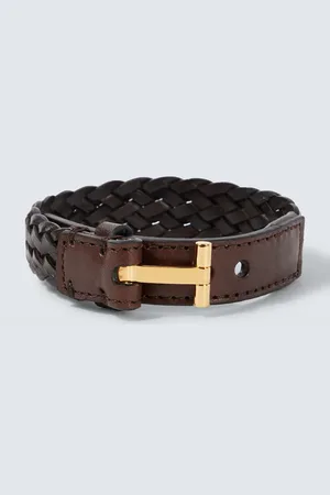 Tom Ford T braided leather bracelet