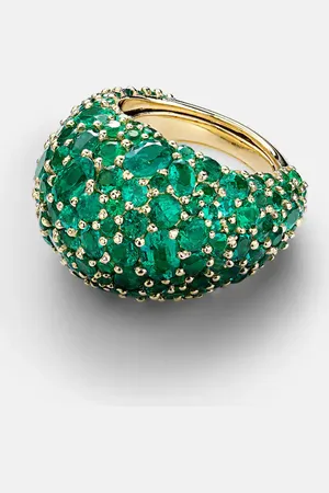 Octavia Elizabeth Earth Dome 18kt gold ring with emeralds