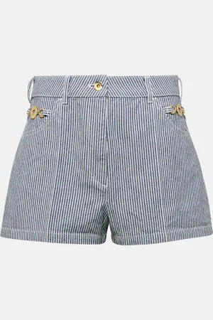 Patou Striped high-rise denim shorts