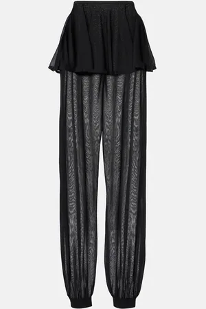 Alaïa Mid-rise semi-sheer wide-leg pants