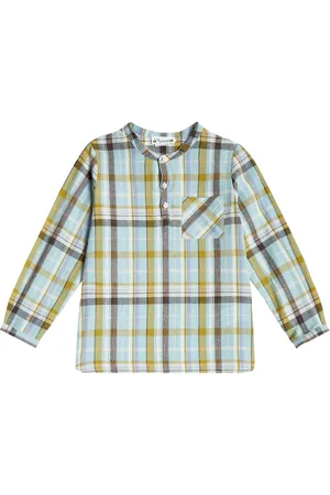 BONPOINT Artiste checked cotton and linen shirt