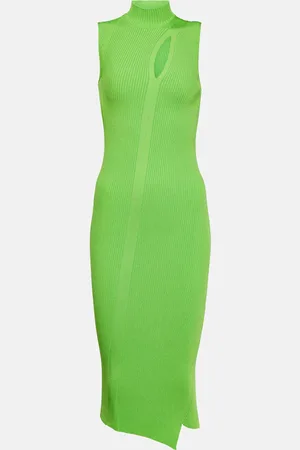 VERSACE Cutout turtleneck knit midi dress