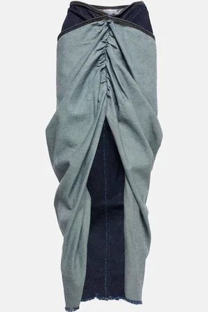 Alaïa Draped denim maxi skirt