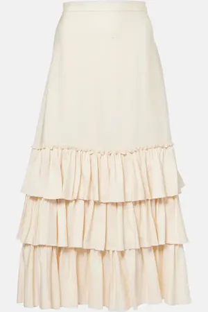 VALENTINO Ruffled silk maxi skirt