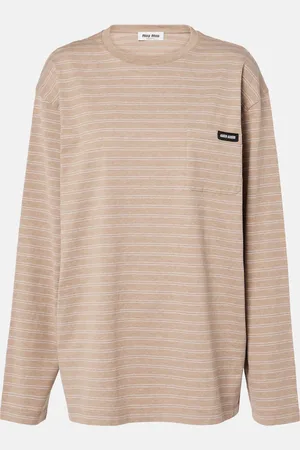 Miu Miu Striped cotton jersey top
