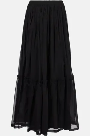 Saint Laurent Ruffled silk maxi skirt