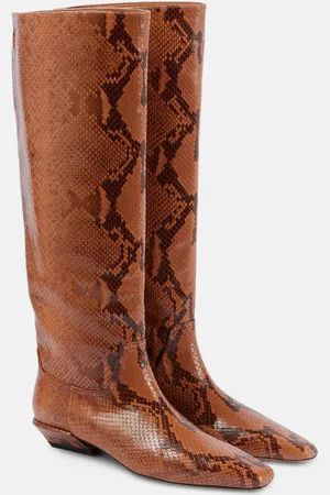 PARIS TEXAS Bettina snake-effect leather knee-high boots