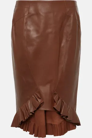 Tom Ford Ruffled leather midi skirt