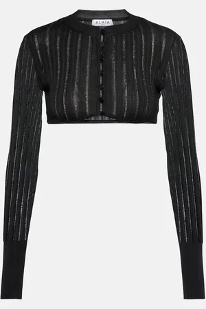 Alaïa Ribbed-knit cropped cardigan