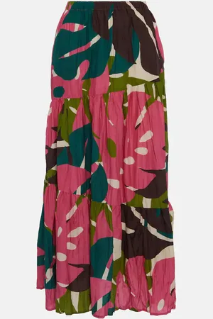 Velvet Lydia printed cotton and silk maxi skirt