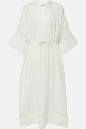 YVES SALOMON Belted cotton-blend maxi dress