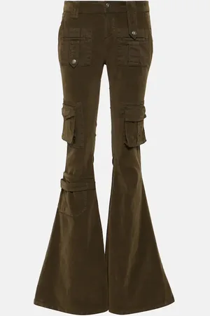 BLUMARINE Low-rise velvet flared cargo pants