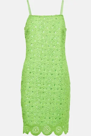 ROTATE Silke cotton-blend crochet minidress