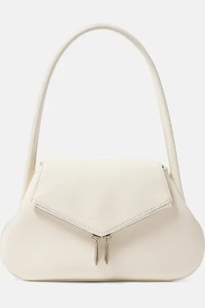 Amina Muaddi Gemini Flat leather shoulder bag