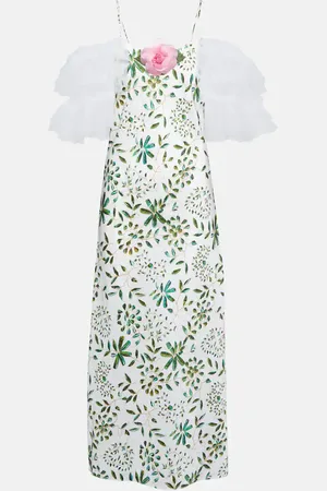 RODARTE Floral-appliquÃ© silk midi dress