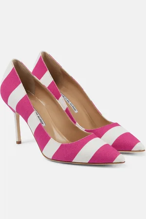 Manolo Blahnik BB 90 striped canvas pumps